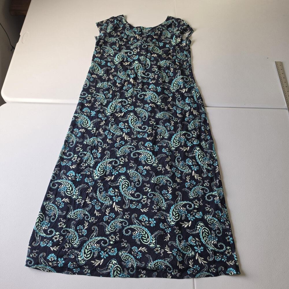 J Jill Dress Womens S Blue Paisley Jersey Scoop Neck A Line Maxi Casual Summer